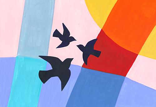 Abstract Birds Above Art Print by Isabelle Brent