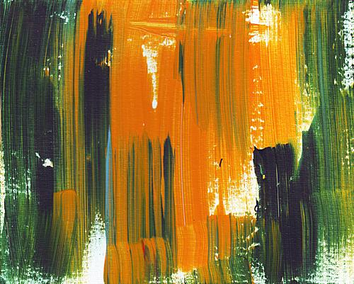 Vibrant Orange Green Abstract Art Print