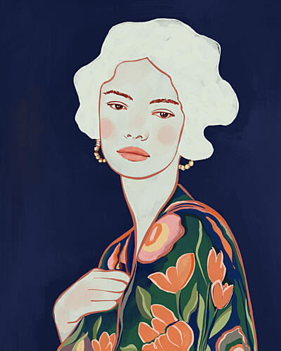 Elegant Floral Woman Art Print