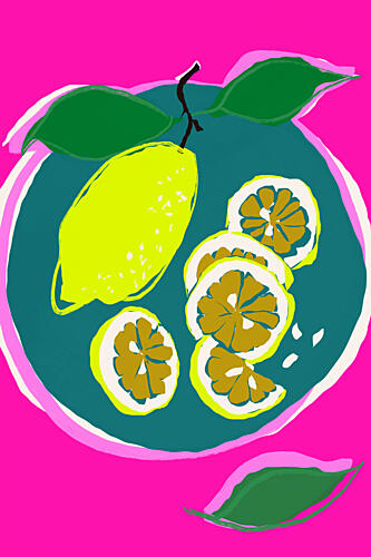 Neonlemonstilllife Pop art reproduction