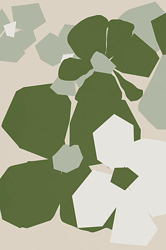 Green Cutout Flowers Art Print
