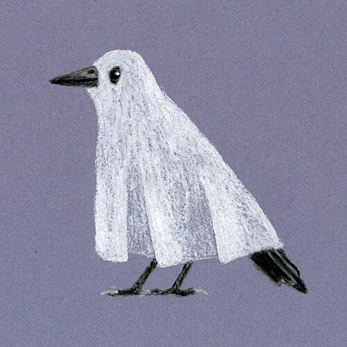 Funny Ghost Bird Art Print by Martina Scott