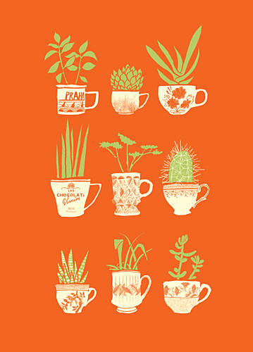 Botanical Teacup Display Art Print by Martina Scott