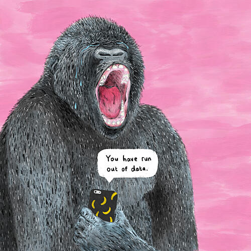 Gorilla Data Drama Art Print by Martina Scott