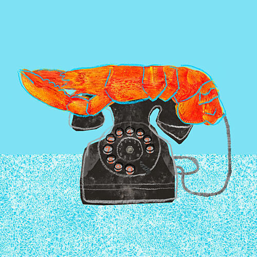 Whimsical Lobster Phone Pop art reproduction