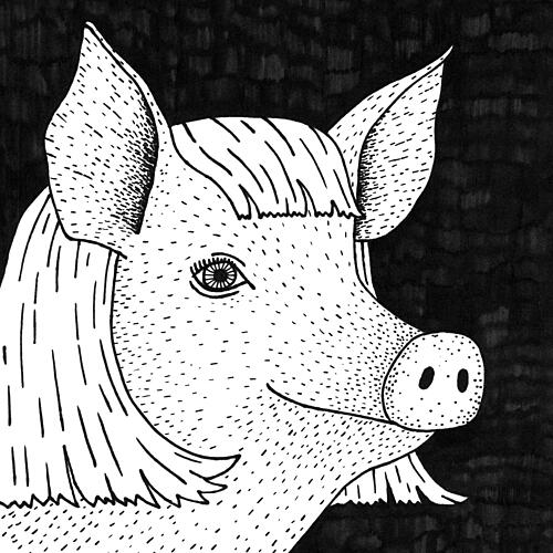 Charming Pig Character Art Print by Martina Scott