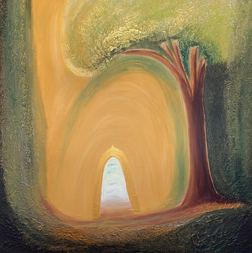 Golden Forest Path Art Print by VonRondon