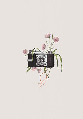 Flowering Vintage Camera Art Print