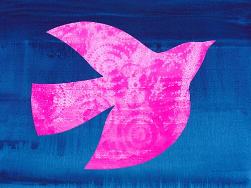 Pink Bird Cut-Out 02 Art Print