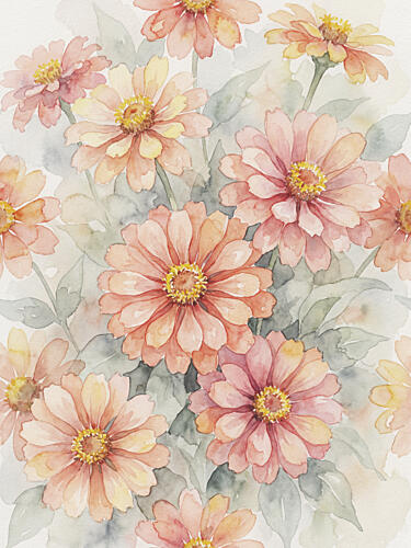 Blush Zinnia Blooms Art Print