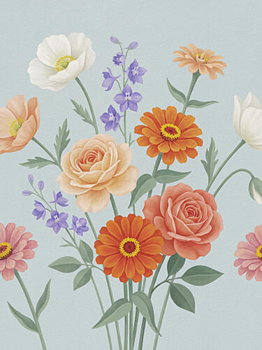 Colorful Garden Blooms Art Print