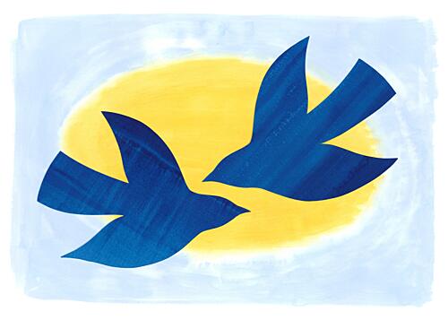 Blue Birds Art Print