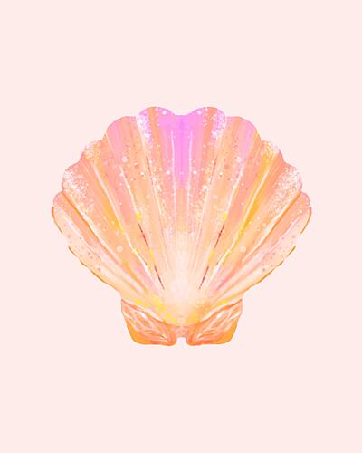 Vintage Pastel Watercolor Shell Art Print