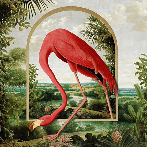 Pink Flamingo Arch Art Print