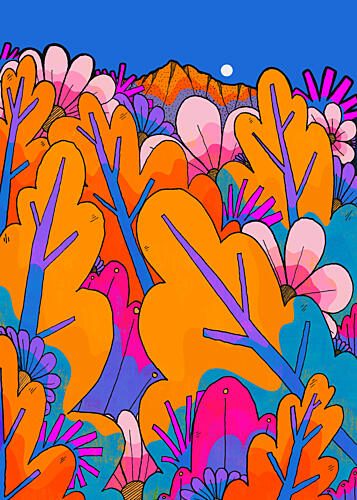 Whimsical Mountain Garden Art Print