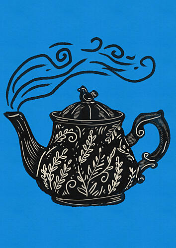 Elegant Steaming Teapot Art Print