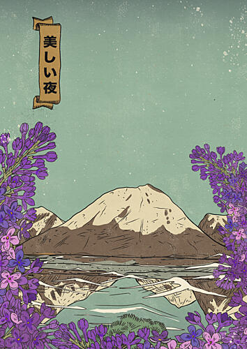 Mount Fuji Lilac Night Art Print