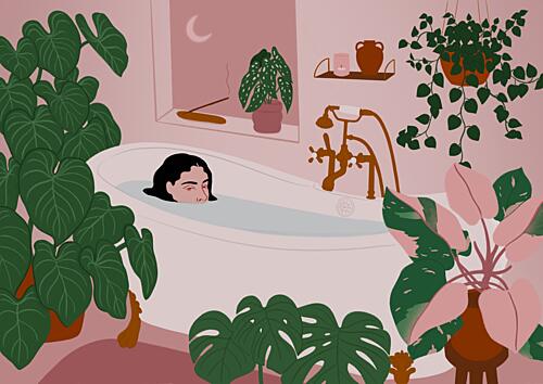 Botanical Bath Time Art Print by Ida Alvarsson
