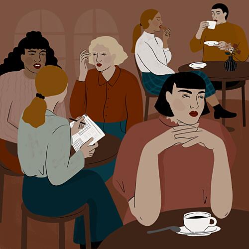 Cafe Conversations Art Print by Ida Alvarsson