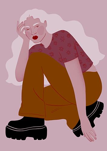 Pensive Fashion Girl Art Print by Ida Alvarsson