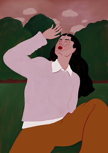 Woman in Summer Sun Art Print