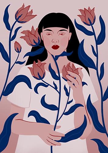Serene Floral Portrait Art Print by Ida Alvarsson