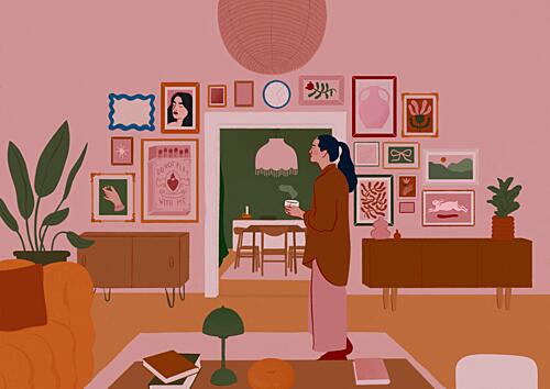 Cozy Living Room Moment Art Print by Ida Alvarsson