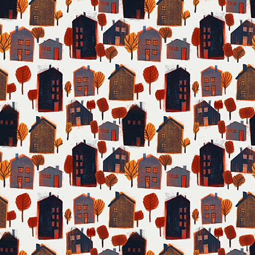 Cozy Autumn Village Art Print