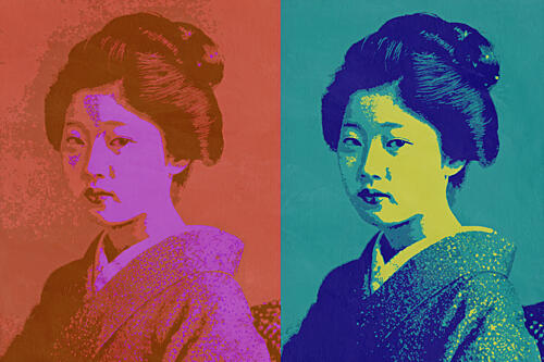 Vibrant Japanese Portrait Pop art reproduction