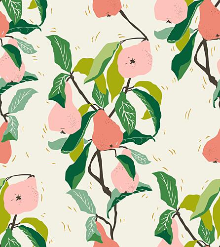Botanical Pink Pears Art Print