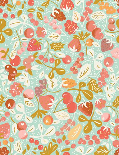 Whimsical Summer Berries Art Print