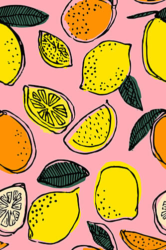 Vibrant Lemon Pattern Art Print