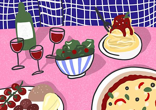 Cozy Italian Dinner Art Print