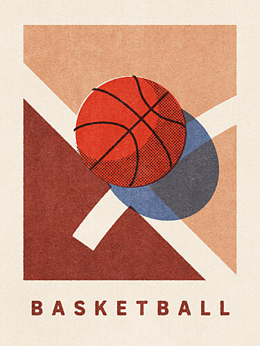 Retro Basketball Court Art Print