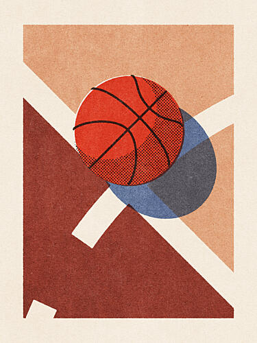 Graphic Basketball Court Art Print