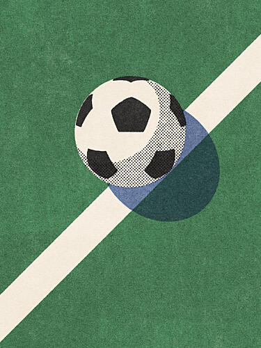 Green Field Soccer Ball Art Print