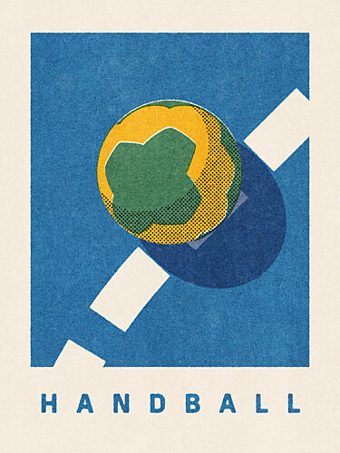 Retro Handball Action Art Print