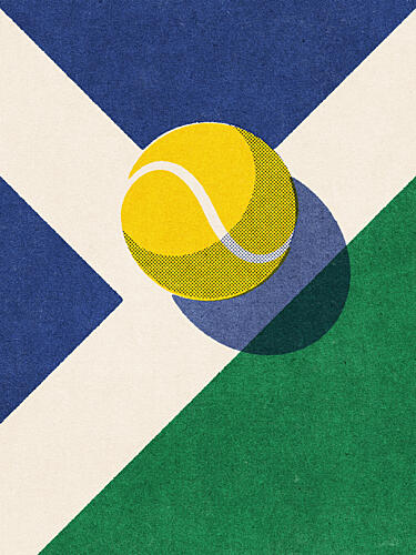 Tennis Ball on Court Pop art reproduction