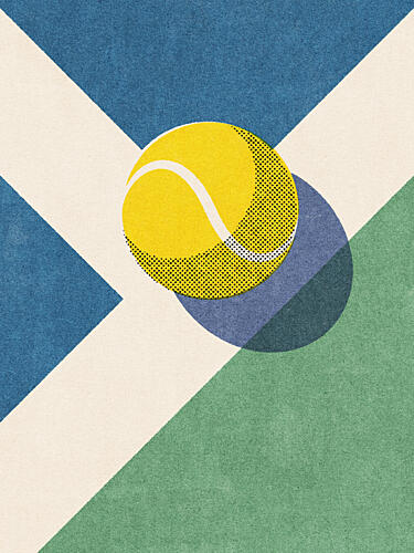 Retro Tennis Court Ball Art Print