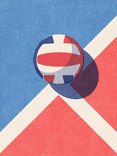 Red White Blue Volleyball Pop art reproduction