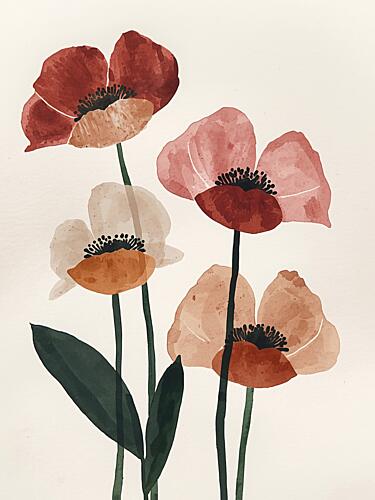 Soft Watercolor Poppies Pop art reproduction