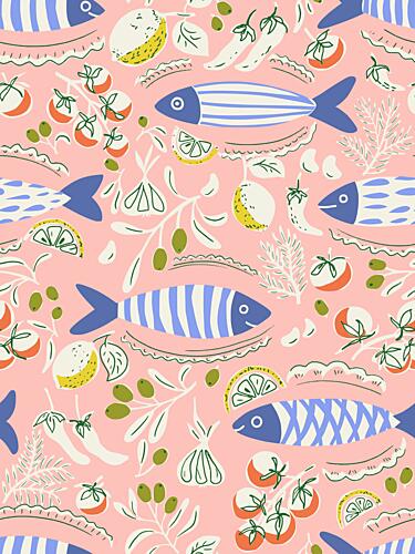 Whimsical Mediterranean Fish Art Print