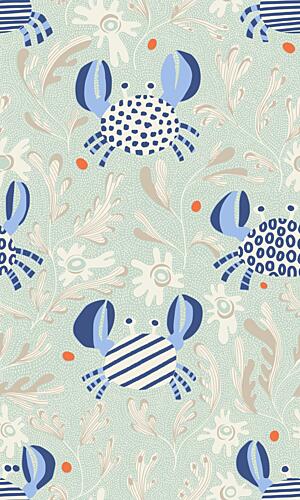 Playful Crab Pattern Art Print