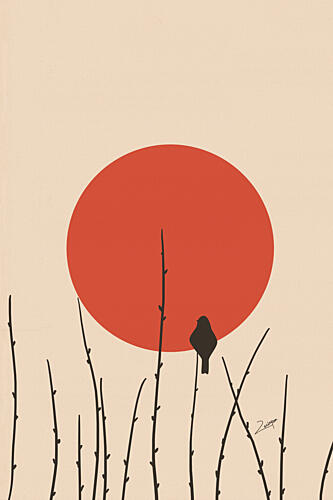 Lone Bird Red Sun Art Print by Zarish Chaudhry