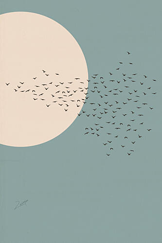 Birds Across the Moon Art Print by Zarish Chaudhry