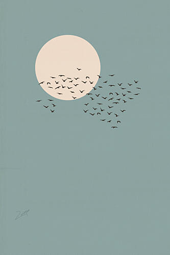 Moon and Flying Birds Art Print by Zarish Chaudhry