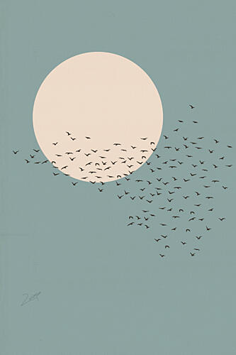 Flock over Pale Moon Art Print by Zarish Chaudhry