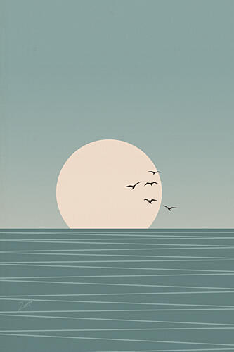 Serene Ocean Sunset Art Print by Zarish Chaudhry