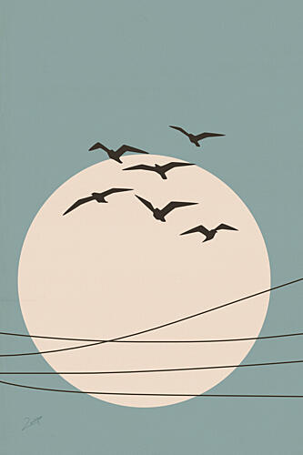 Birds over Sun Art Print by Zarish Chaudhry