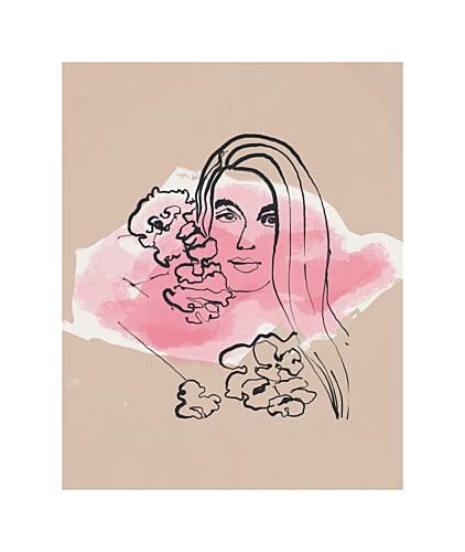 Pink Floral Woman Art Print
